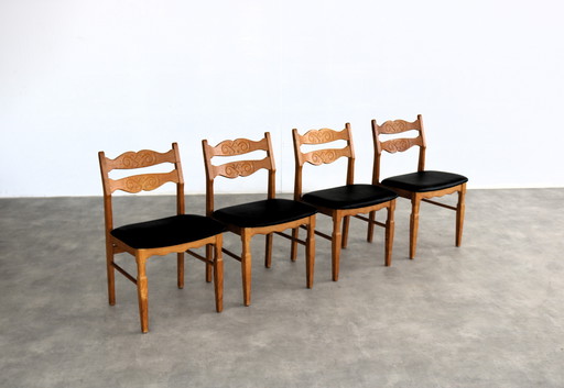 4x Brutalistische dänische Esszimmerstühle