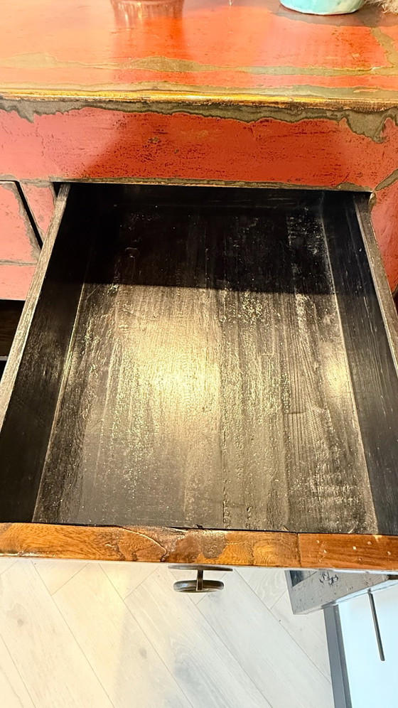 Credenza cinese antica Oriëntique – 234 cm – Rossa – Credenze, Legno, Ottone (photo 11 of 14)