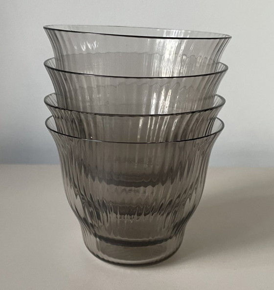 Image 1 of Quattro bicchieri da acqua fumé soffiati a mano in stile Art Déco