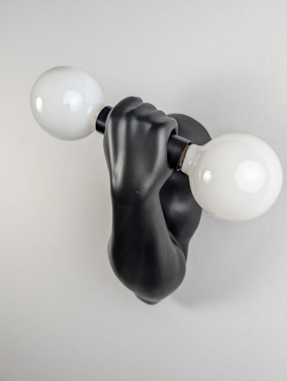 Image 1 of Applique murale en céramique noire J.C. Peiré, bras sculptural, années 1980