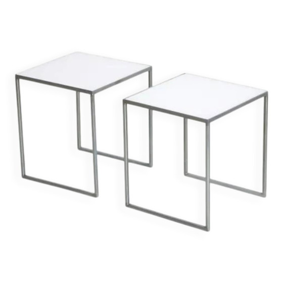 Table d'appoint vintage de design danois en chrome et plexiglas – Tables d'appoint, Metal (photo 5 of 6)