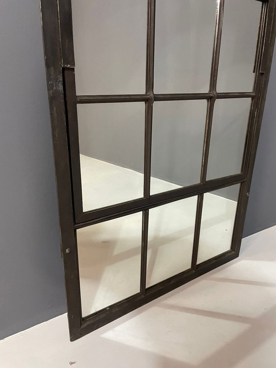 Image 1 of Industrial Iron Mirror with Patina, Czechoslovakia, 1960s