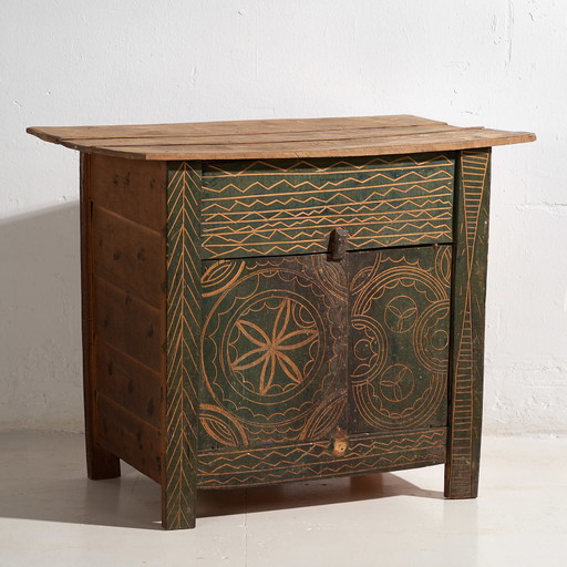 Commode ancienne verte de style primitif (c.1920) #71 – ladekasten