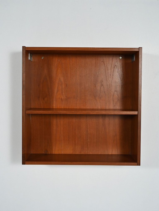 Wall-mounted Scandinavian teak shelf