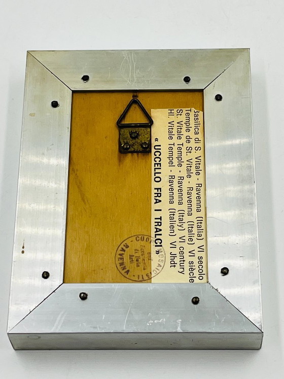 Image 1 of Gerahmtes italienisches Mosaik eines Vogels in Ravenna mit byzantinischen Einflüssen