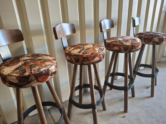 Image 1 of 4x Bar stool bar chair stool vintage brutalist design