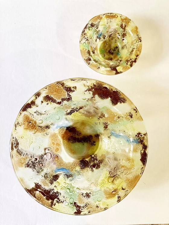 Image 1 of Salatschüssel und 6 handgefertigte Glasschüsseln