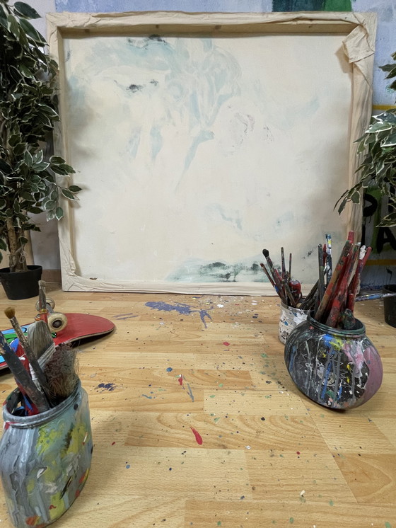 Image 1 of Le giocatrici opera firmata originale Leonardo Di Rocco 150 X 130 cm 