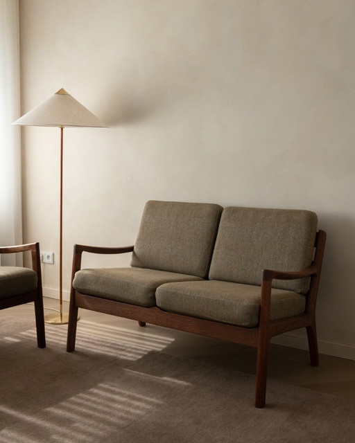 Divano vintage Senator a due posti di Ole Wanscher per Cado | Struttura in teak danese | Rivestimento originale | Anni '60