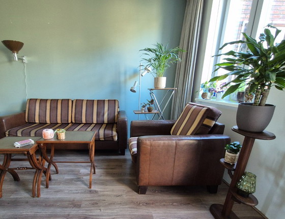 Image 1 of 3pers vintage bank met clubfauteuil