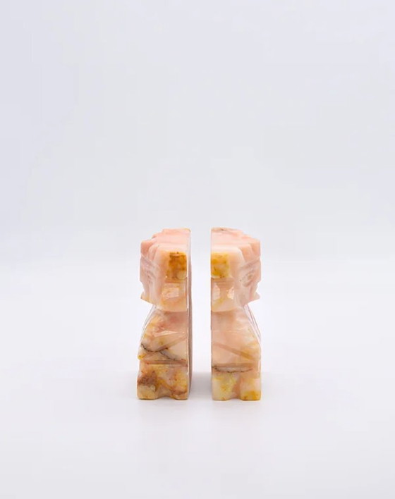 Image 1 of Aztec Onyx Bookends – Authentic Hand-Carved Mexican Stone Art (Set of 2)