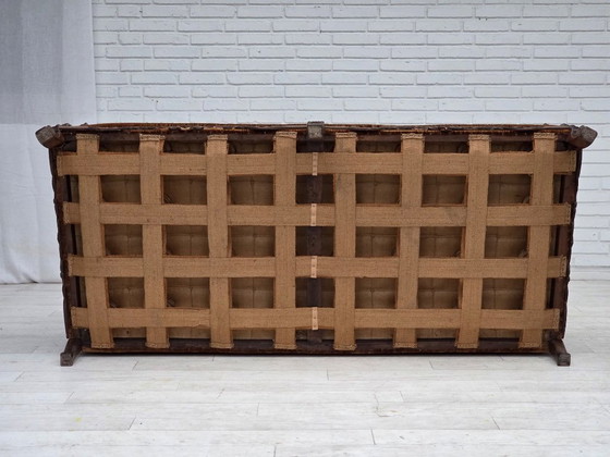 Image 1 of 1930-35s, Danish 3-seater sofa, furniture velour, furniture mesh, carved ash wood.