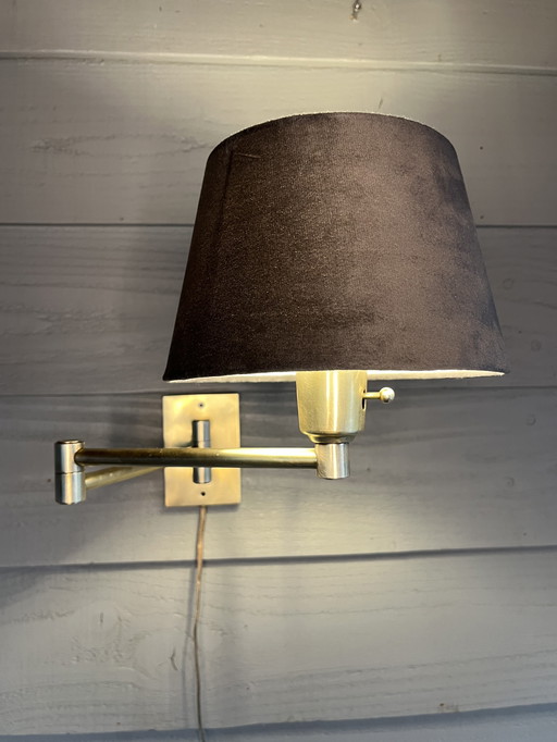 Vintage Gold Solid Brass Hollywood Regency Swing Arm Wall Lamp