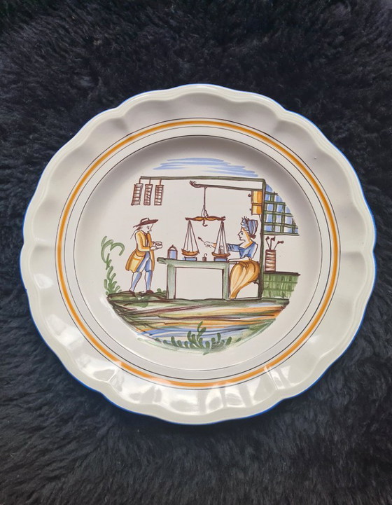 Image 1 of Handbemalte, polychrome Fayence-Hochbranddekoration, Servierschale von K & G Luneville