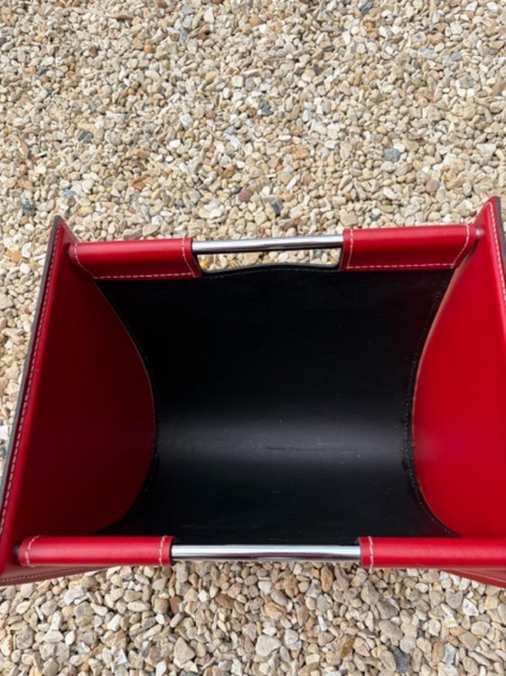 Cattelan Italia Jerry magazine rack red leather – Bookcases (photo 4 of 6)