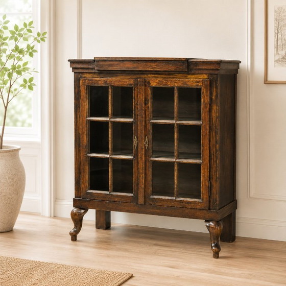 Engelse eikenhouten vitrinekast, Gründerzeit-stijl – Vitrinekasten, Wood (photo 5 of 8)