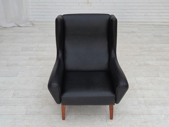 Jaren 60, Deens ontwerp van Illum Wikkelsø, fauteuil, model 110, leer, teak – Wood (photo 6 of 21)