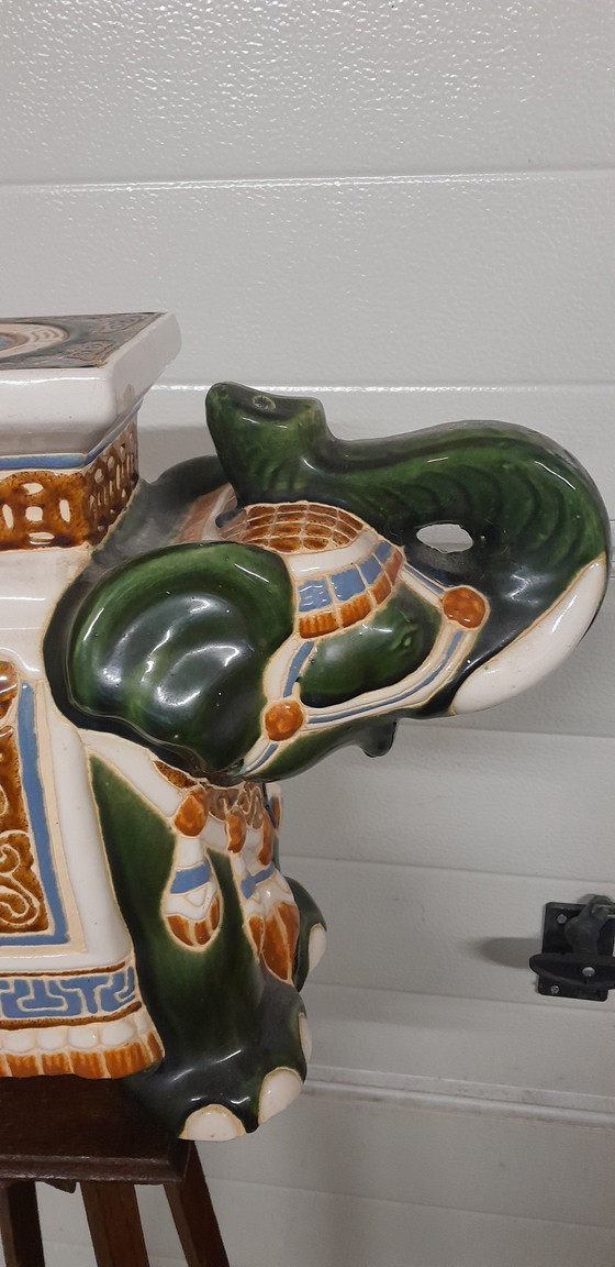 Image 1 of Tavolo in ceramica con pianta di elefante