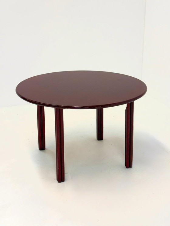 Image 1 of Table de salle à manger ronde vintage rouge bordeaux