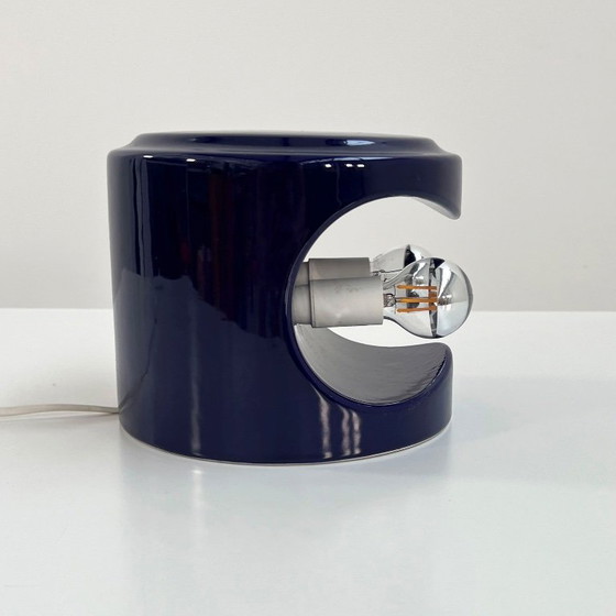 Image 1 of Purple / Night Blue Stacking Ceramic Table Lamp from Perdomello 70 Italy, 1970s