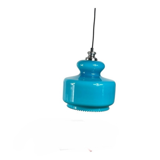 Blue Opaline Glass Globe Pendant Lamp 1970 (photo 8 of 8)