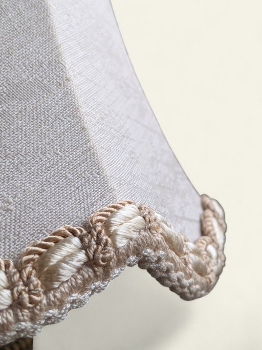 Seltene Vintage Mid-Century Tischlampe | Porzellan & Stoffschirm | 50er/60er Jahre Retro Nachttischlampe