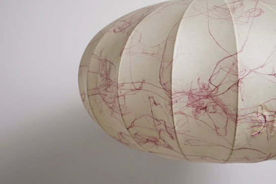 Image 1 of Italian Coccoon Pendant Lampshade Mid Century Modern Resin Large Hanging Light Vintage 1960s