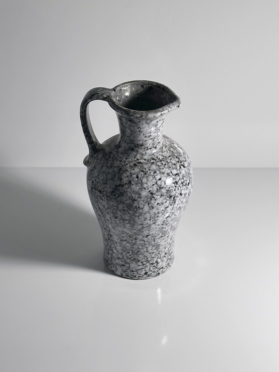 Image 1 of Vintage Scheurich Vase à anse 499-28 Postmoderne Moucheté Memphis Milano Style Gris Vase de fleurs Céramique