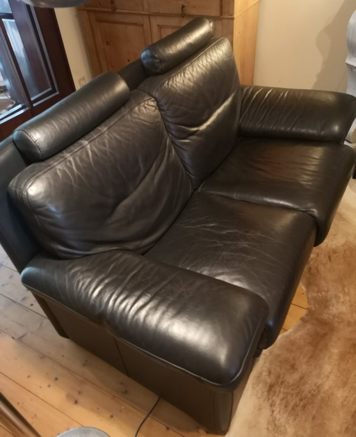 2 x Zweisitzer CONTEMPO schwarzes Leder