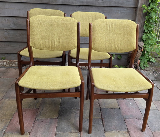 4 originele Deense eetkamerstoelen jaren '70