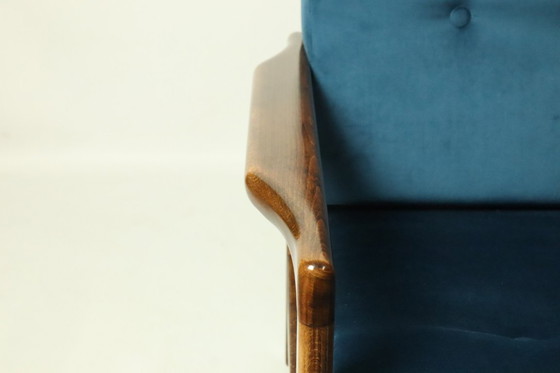 Image 1 of Vintage fauteuil blauw marin Scandinavisch ontwerp door Z.Bączyk 1965