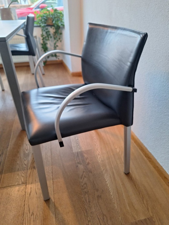 Image 1 of Moderne Design Eetkamerset – Uitschuifbare Tafel Met Cobra Leren Stoelen