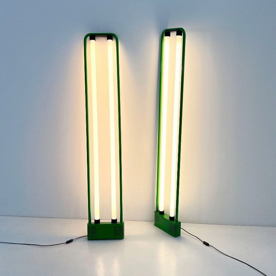 Image 1 of Grüne Doppel-Neonlampe von Gian N. Gigante für Zerbetto, 1980er Jahre