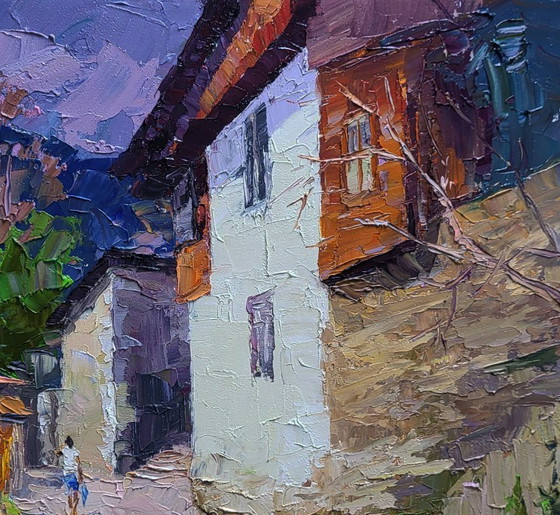 Original Oil Painting Summer Landscape City Motif Historical Street of the City – Paintings & Drawings, Canvas (photo 5 of 7)