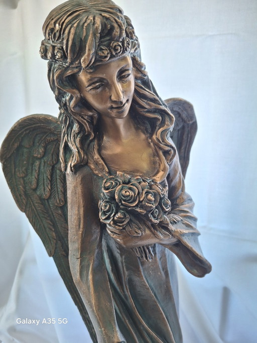 Angelo in bronzo di alta qualità "Amena" Elegante statua da giardino Oggetto decorativo (60 cm, 11 kg)