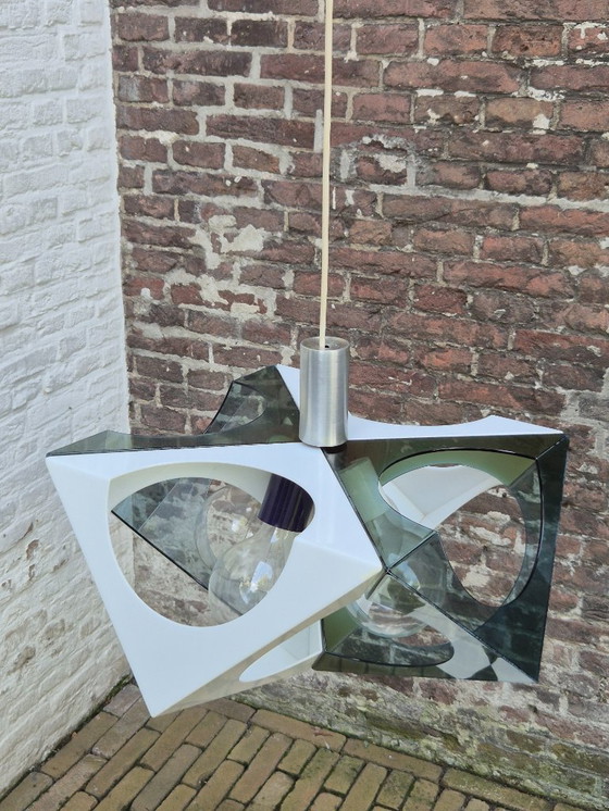 Image 1 of Vintage XL space age plastic geometric pendant lamp