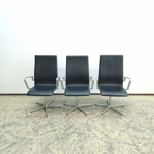 3x Fritz Hansen Oxford Chair Sillón de diseño Silla de cuero auténtico Arne Jacobsen
