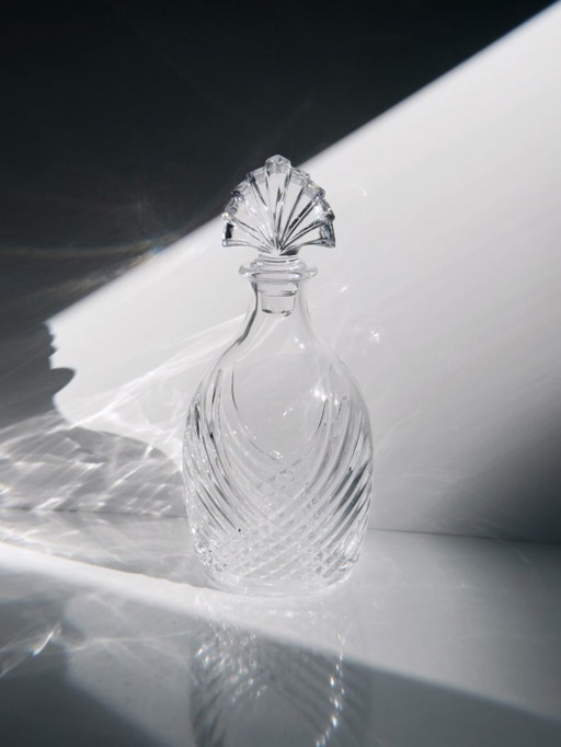 Vintage Art Deco Revival Dekanter Karaffe Kristall Glas 80er Geschliffen