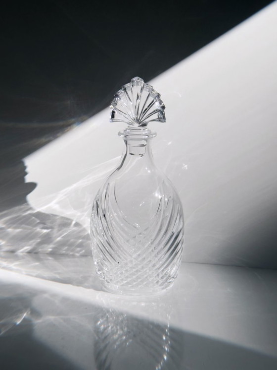 Image 1 of Vintage Art Deco Revival Karaf Kristalglas 80s Geslepen Glas