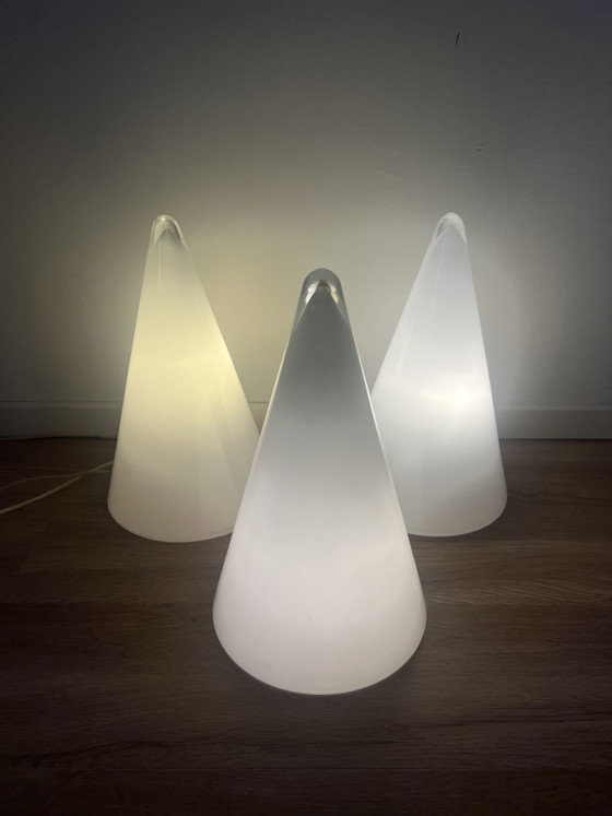 3 lampade vintage in vetro a forma di tipi per SCE Francia anni Settanta – Lampade da tavolo, Glass, Metal (photo 6 of 7)
