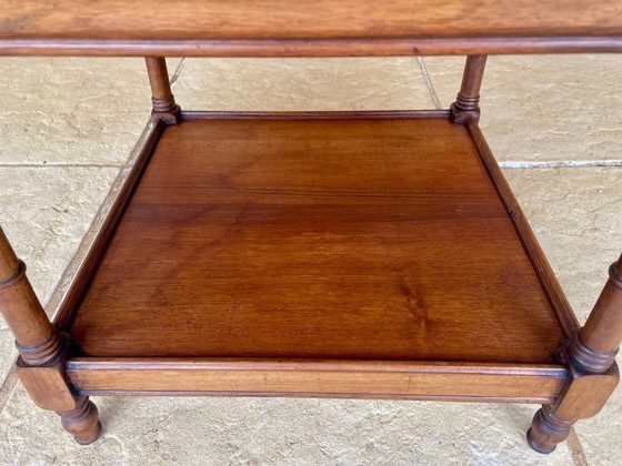 Image 1 of Three-Tiered, Walnut Turned Wood, Faux Bamboo, Side Table, 1930s