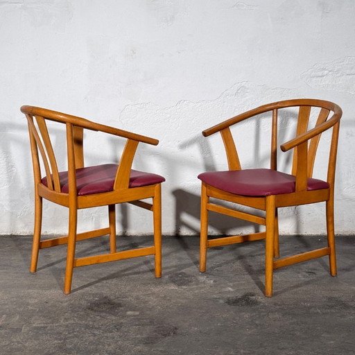 Set van 2 Carl-Ewert Ekström stoelen, paarse lederen bekleding, jaren 70 – fauteuils, Leather