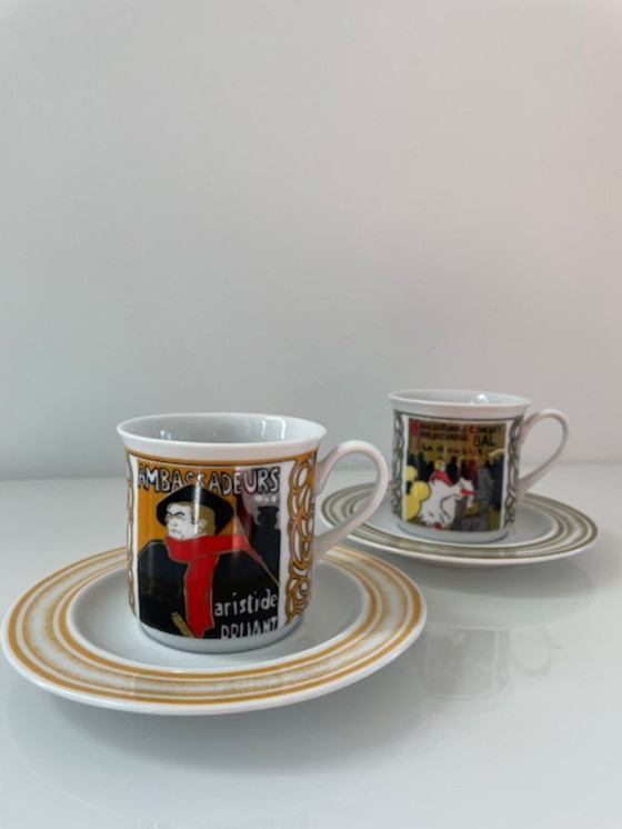 Image 1 of 5x Tazze e piattini Art Déco d'epoca (Lautrec)