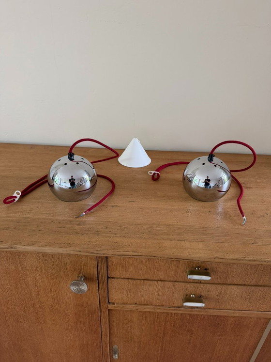 Image 1 of Set di 2 lampade a sospensione vintage in stile Topan - Lampade di design danese