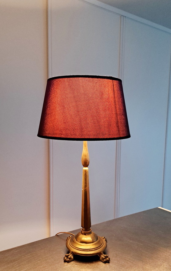 Image 1 of Lampada da tavolo a colonna francese in bronzo