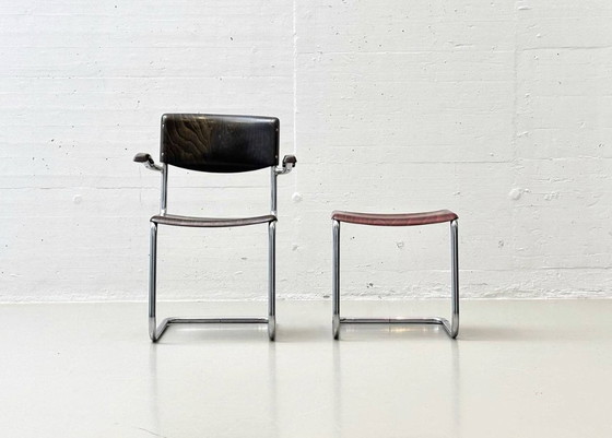 Image 1 of Piétement luge S43 avec tabouret de Mart Stam pour Bremshey & Co, années 1940