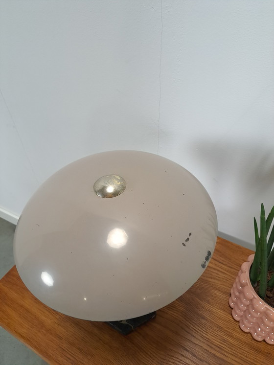 Image 1 of Tafellamp met Marmeren Voet en Zeskant Chromen Frame