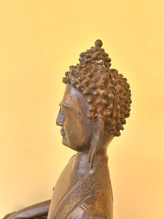 Image 1 of Title: Significant 68cm Handcrafted Bronze Buddha Statue – 22kg – Exceptional Engraved Detail