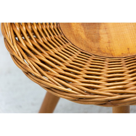 Image 1 of Mid century rattan stool by Jan Kalous for Úluv, Czechoslovakia 1960s