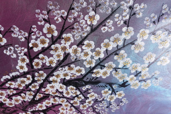 Image 1 of Grue et Sakura J504 - grande peinture originale